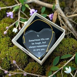 Heart-Shaped Glass Ornament with Inspirational Quote